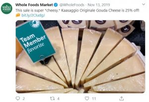 Brand voice example: Whole Foods Market's Twitter post